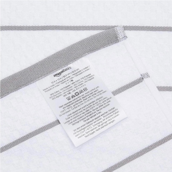 100% Cotton Terry Kitchen Towels,Popcorn Texture 4-Pack,Grey Stripe Dish towels - Picture 3 of 5